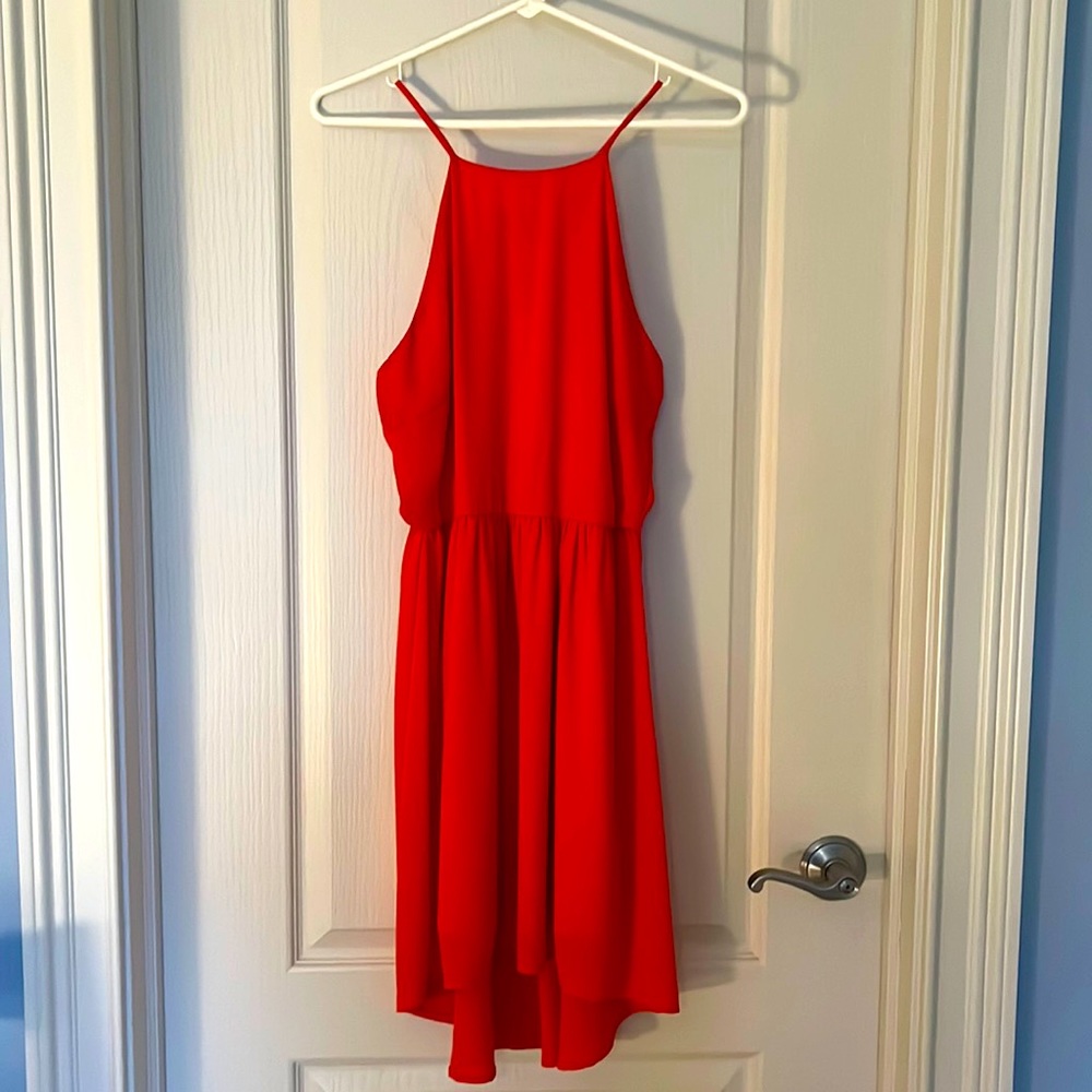 Cute coral high-low summer dress